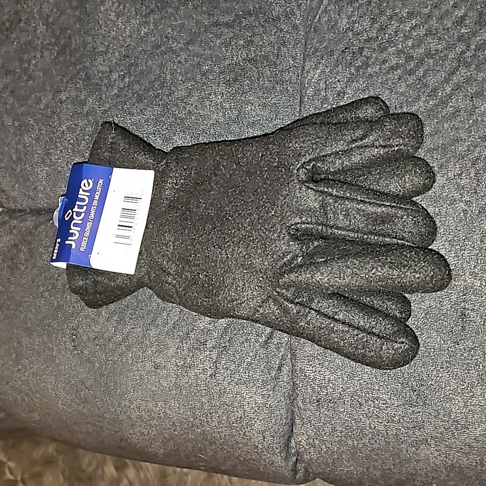 Mens medium nwts black fleece gloves